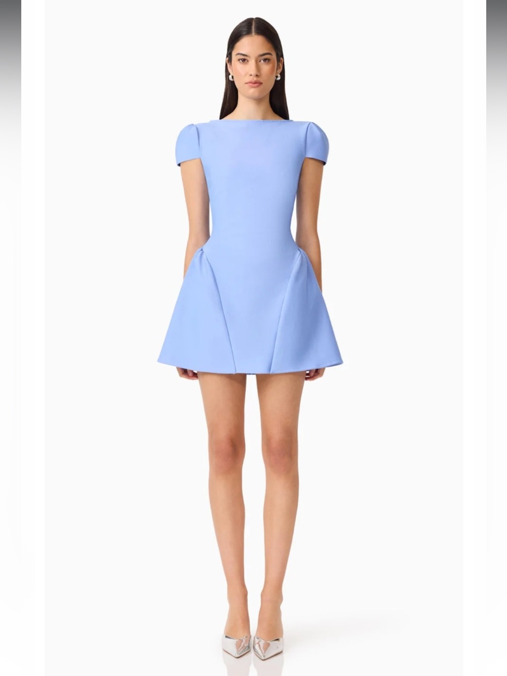 elliatt floriana blue cap sleeve fit & flare knit bodycon mini dress size small